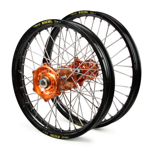 KTM 450 EXC-F 2016-2017 Wheel Set Black Excel SNR MX Rims Orange Talon Hubs 21/18x2.15