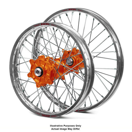 KTM 790 ADVENTURE 2019 - 2024 Wheel Set Silver Excel Rims Orange Talon Hubs 21x1.85/18x4.25