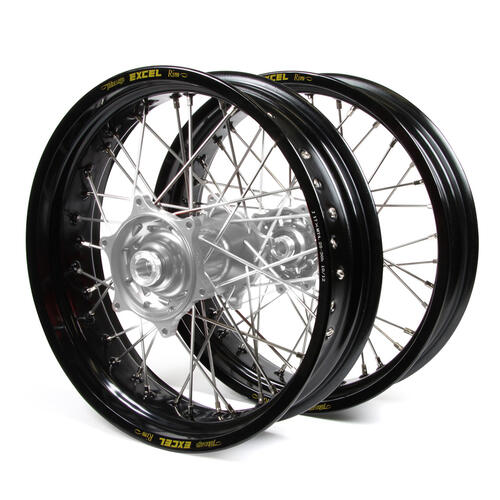 Honda XR250R 1995-2011 Wheel Set Black Excel Supermoto Rims Silver Talon Hubs 17x3.50/17x4.25