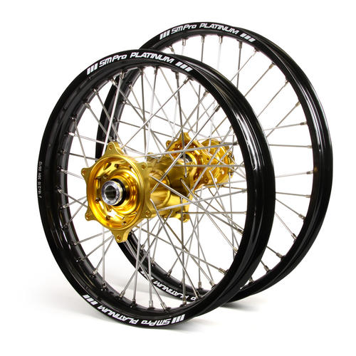 Honda CR80R 1997-2007 Wheel Set Black Platinum JNR MX Rims Gold Talon Hubs 19x1.4/16x1.85