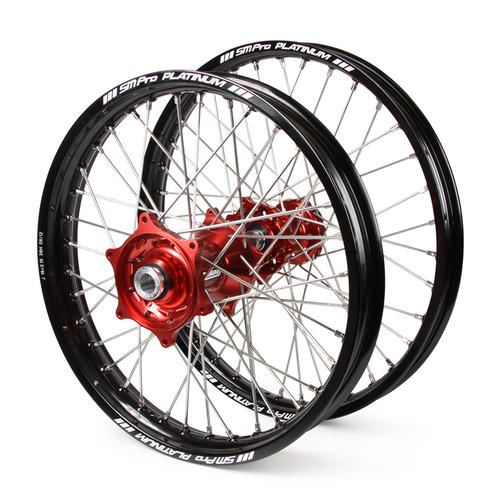 Honda CR80R 1997-2007 Wheel Set Black Platinum JNR MX Rims Red Talon Hubs 19x1.4/16x1.85