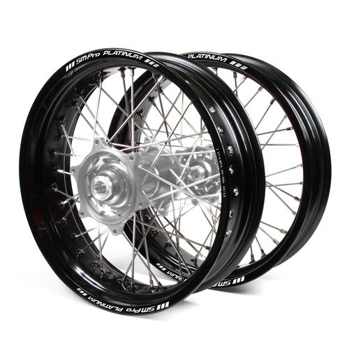 Yamaha YZ250F 2001 - Supermotard Wheel Set Black Platinum Rims Silver Talon Hubs 17x3.50/17x4.25