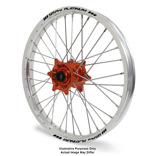 KTM 1290 2013-2016 Adventure Front Wheel Silver Platinum Rims Orange Talon Hubs 21x1.85