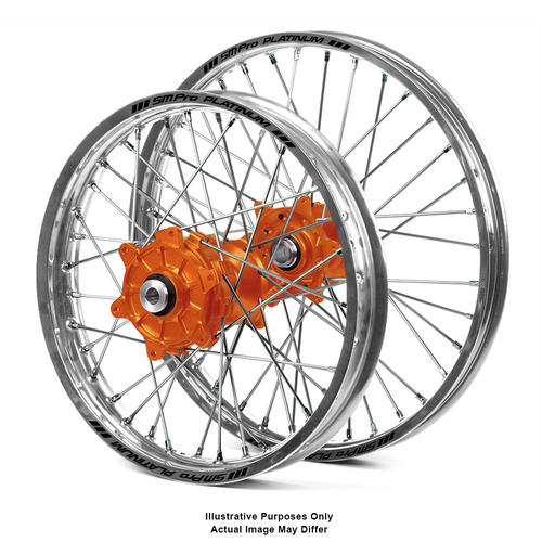 KTM 1190 ADVENTURE R 2013 - 2016 Wheel Set Silver Platinum Rims Orange Talon Hubs 17x3.5/17x4.25