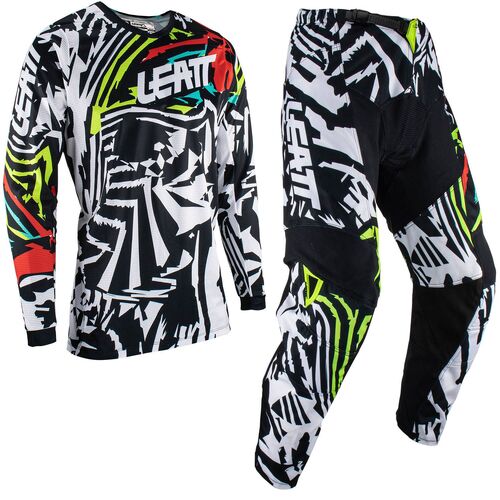 Leatt 3.5 Youth MX Motocross Jersey & Pants Set Zebra XS