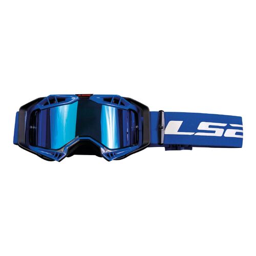 LS2 Aura Pro Motorcycle Goggles Blue With Iridium Lens