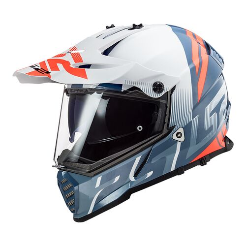 LS2 Helmet MX436 Pioneer Evo Evolve White/Cobalt Blue/Orange XXl