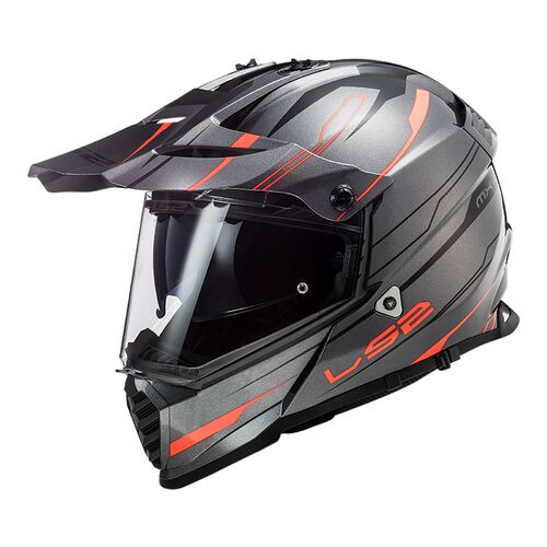 LS2 Helmet MX436 Pioneer Evo Knight Titanium/Fluro Orange S