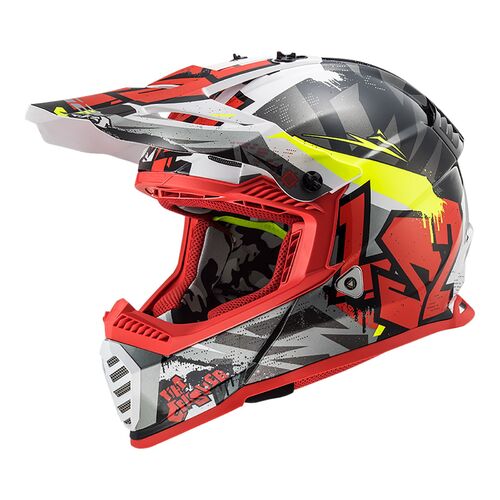 LS2 Helmet MX437J Fast Mini Evo CRusher Black/Gry/Red YL