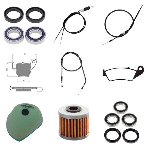 Honda CRF250R 2004-2006 Whites Bearings Cables Filters Brake Pads Service Kit