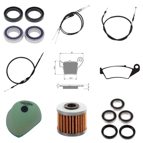 Honda CRF250R 2008-2009 Whites Bearings Cables Filters Brake Pads Service Kit