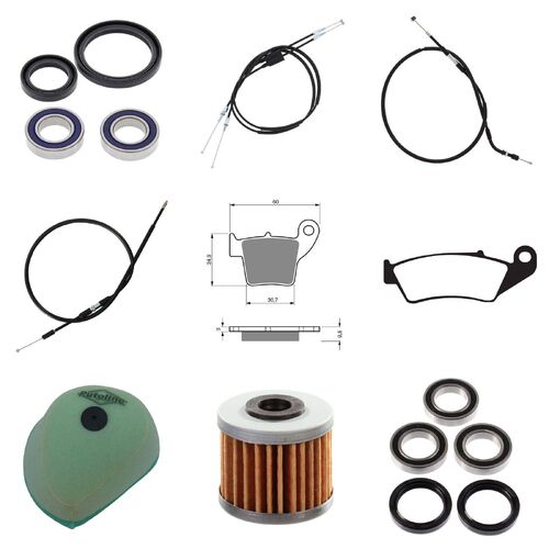 Honda CRF250X 2007 Whites Bearings Cables Filters Brake Pads Service Kit