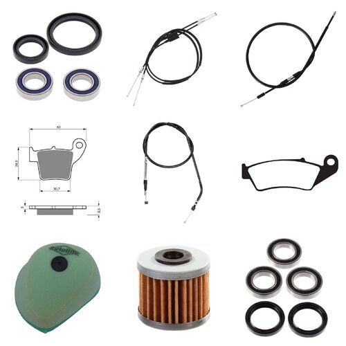 Honda CRF250X 2008-2009 Whites Bearings Cables Filters Brake Pads Service Kit