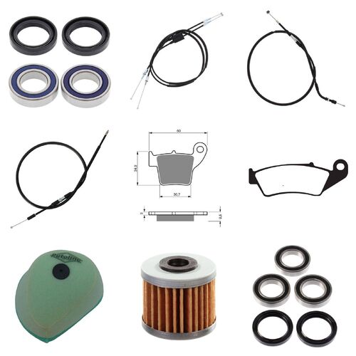 Honda CRF450R 2007-2008 Whites Bearings Cables Filters Brake Pads Service Kit