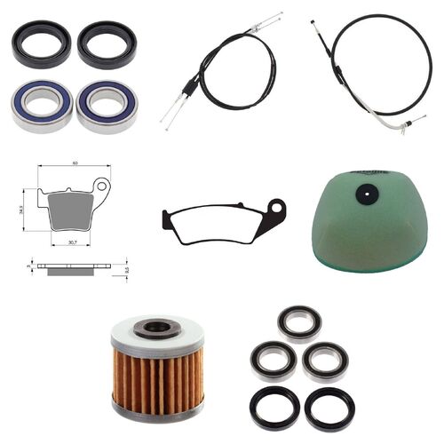 Honda CRF450R 2013 Whites Bearings Cables Filters Brake Pads Service Kit