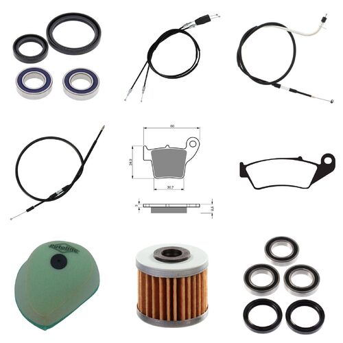 Honda CRF450X 2005-2006 Whites Bearings Cables Filters Brake Pads Service Kit