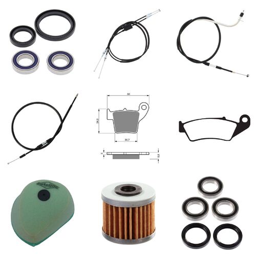 Honda CRF450X 2012 Whites Bearings Cables Filters Brake Pads Service Kit