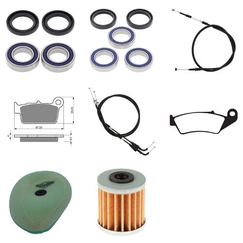 Kawasaki KX250F 2011-2012 Whites Bearings Cables Filters Brake Pads Service Kit