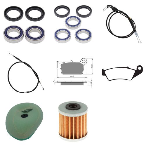 Kawasaki KX250F 2013-2016 Whites Bearings Cables Filters Brake Pads Service Kit