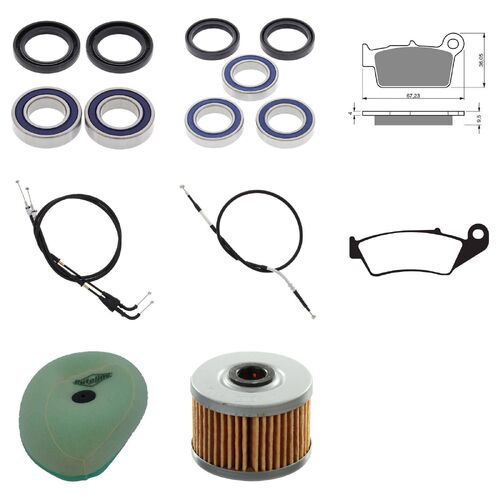 Kawasaki KX450F 2009-2012 Whites Bearings Cables Filters Brake Pads Service Kit