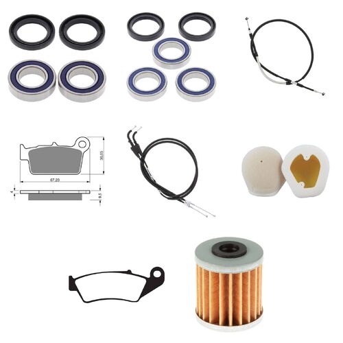 Suzuki RMZ250 2004 Whites Bearings Cables Filters Brake Pads Service Kit