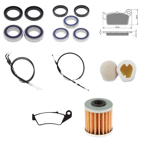 Suzuki RMZ250 2005-2006 Whites Bearings Cables Filters Brake Pads Service Kit