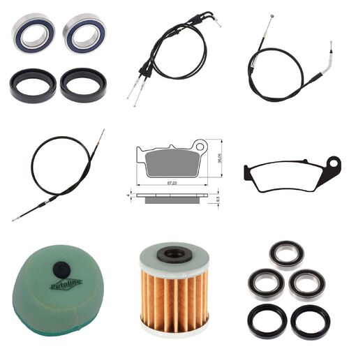 Suzuki RMZ250 2008-2009 Whites Bearings Cables Filters Brake Pads Service Kit