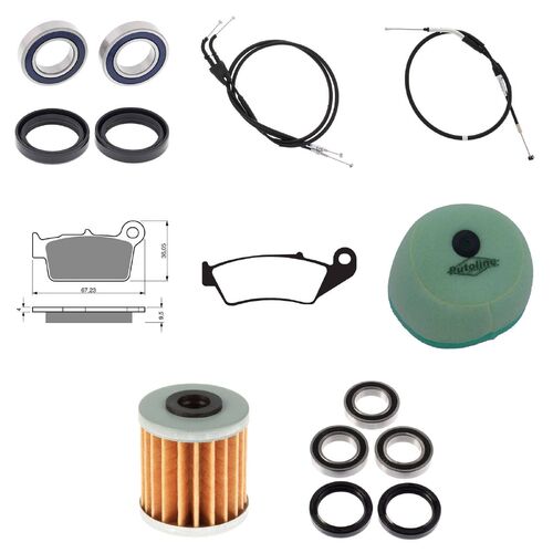 Suzuki RMZ450 2005 Whites Bearings Cables Filters Brake Pads Service Kit