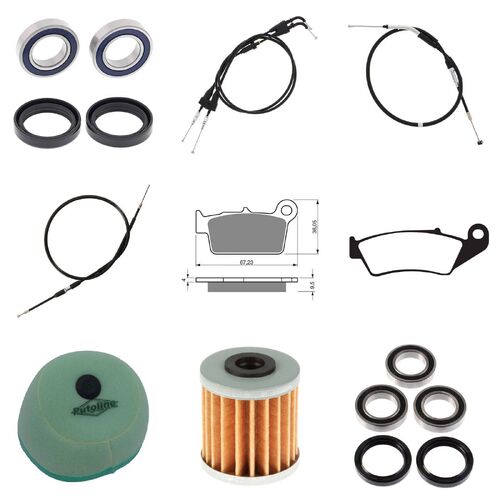 Suzuki RMZ450 2008-2009 Whites Bearings Cables Filters Brake Pads Service Kit