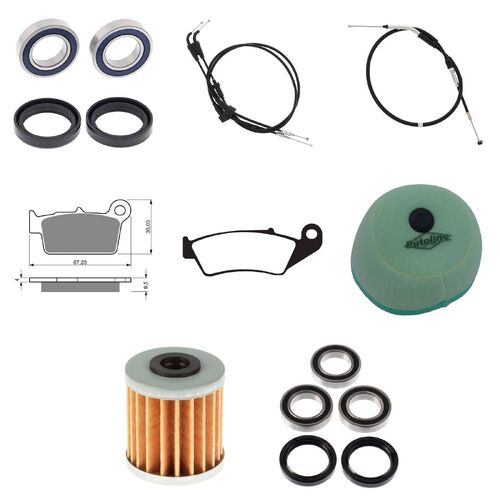 Suzuki RMZ450 2015 Whites Bearings Cables Filters Brake Pads Service Kit