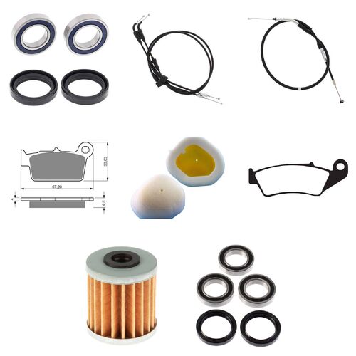 Suzuki RMZ450 2018 Whites Bearings Cables Filters Brake Pads Service Kit