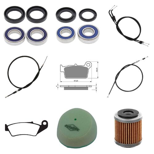 Yamaha YZ250F 2004-2005 Whites Bearings Cables Filters Brake Pads Service Kit