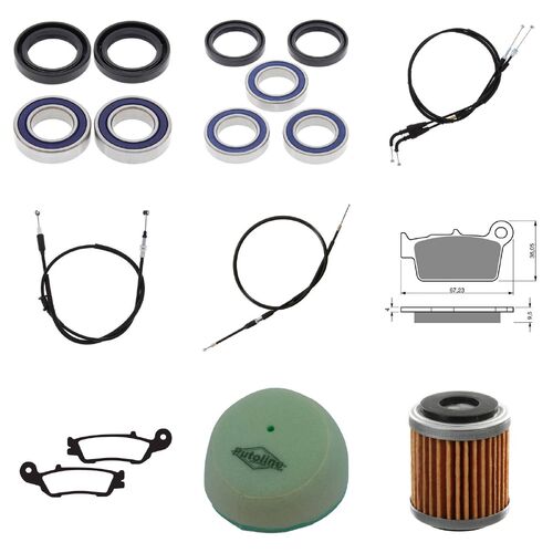 Yamaha YZ250F 2013 Whites Bearings Cables Filters Brake Pads Service Kit