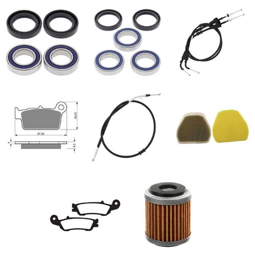 Yamaha YZ450F 2010-2013 Whites Bearings Cables Filters Brake Pads Service Kit