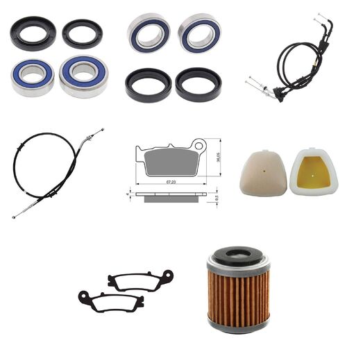 Yamaha YZ450FX 2016-2018 Whites Bearings Cables Filters Brake Pads Service Kit