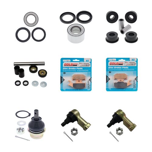 Suzuki LTA500X KingQuad 4WD 2016-2022 Whites Bearings Cables Brake Pads ATV Service Kit