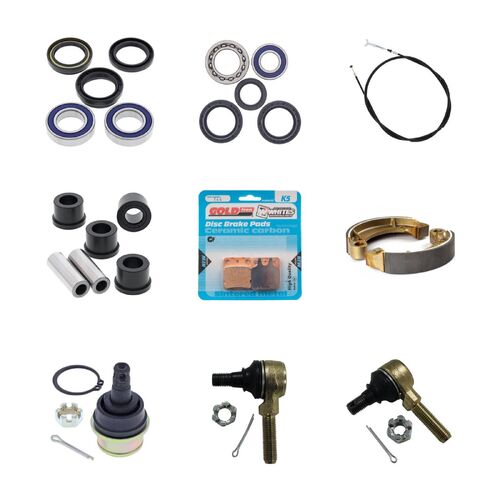 Yamaha YFM350FA Grizzly 4WD 2012-2014 Whites Bearings Cables Brake Pads ATV Service Kit