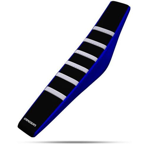 Yamaha YZ80 1993-2001 Strike Gripper Ribbed Seat Cover White-Black-Blue